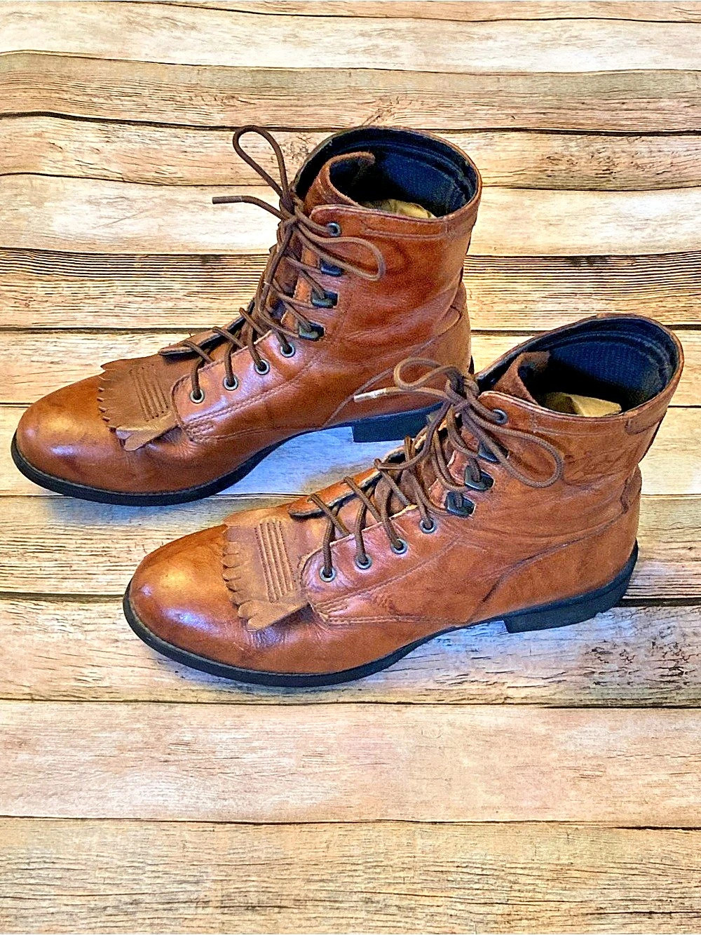 Ariat Lace-Up Fringe Boot Fringe Lace-Up Boots Brown US 6.5 B Wear inside heel - Picture 2 of 12